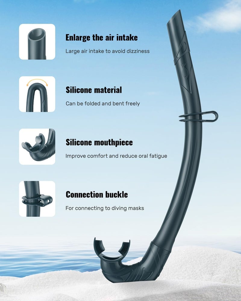 W WSTOO WSTOO Adults Diving Snorkel Breathing Tube Silicone Flexible Foldable Snorkel Anti-Drop for Freediving Swim Training,Diving and Scuba Diving,Easy to Carry for Travel - Image 1